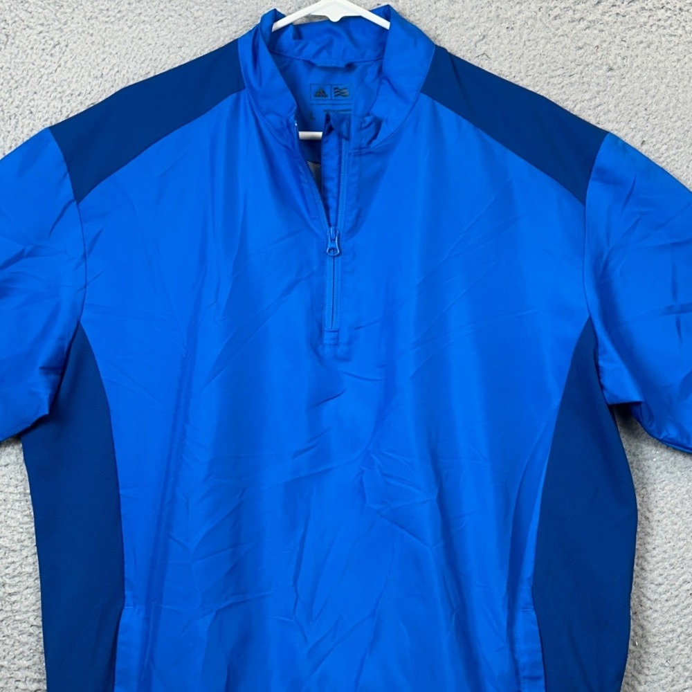 Adidas Windshirt Mens Large Quarter Zip Dark Blue Golf Pullover Short Sleeve EUC